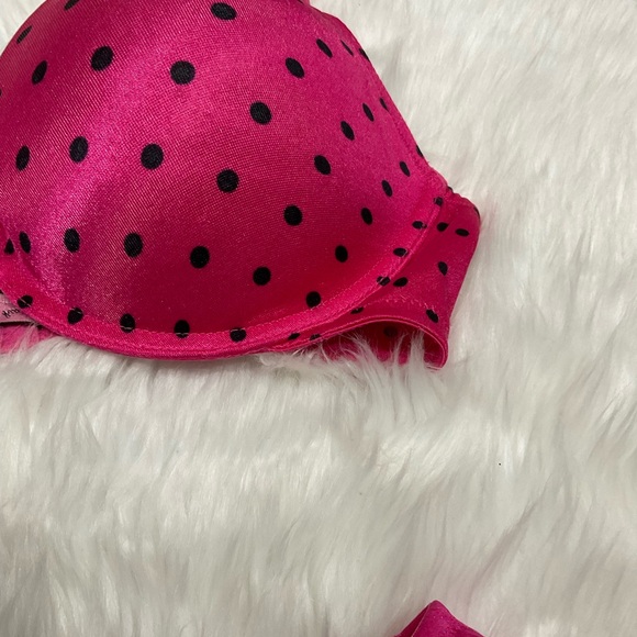 Rare Set Sexy Little Things Victoria's Secret Fuchsia and Black Polka Dot - Picture 5 of 14